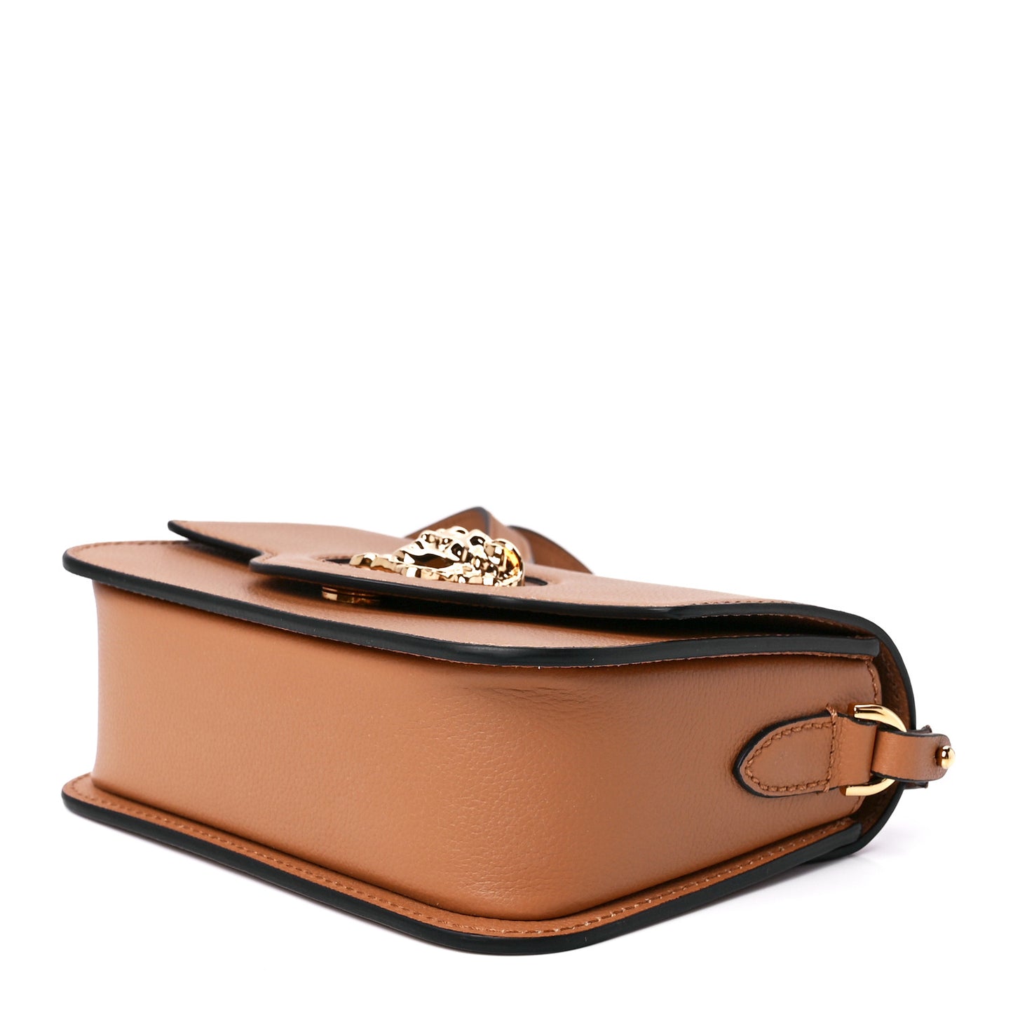 Grained Calfskin La Medusa Flap Shoulder Bag Brown
