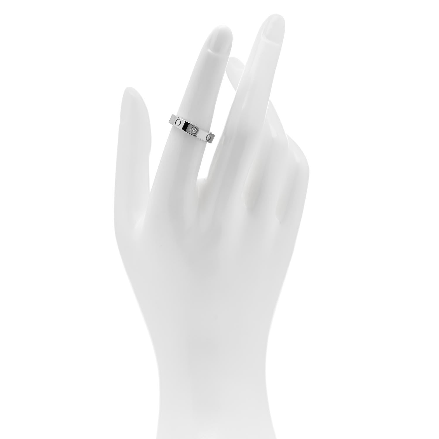 Cartier 18K White Gold Diamond 4mm LOVE Wedding Band Ring 52 6 2 of 4