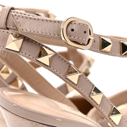 Valentino Garavani Pebbled Calfskin Rockstud Ankle Strap 100mm Pumps 37.5 Poudre 9 of 10