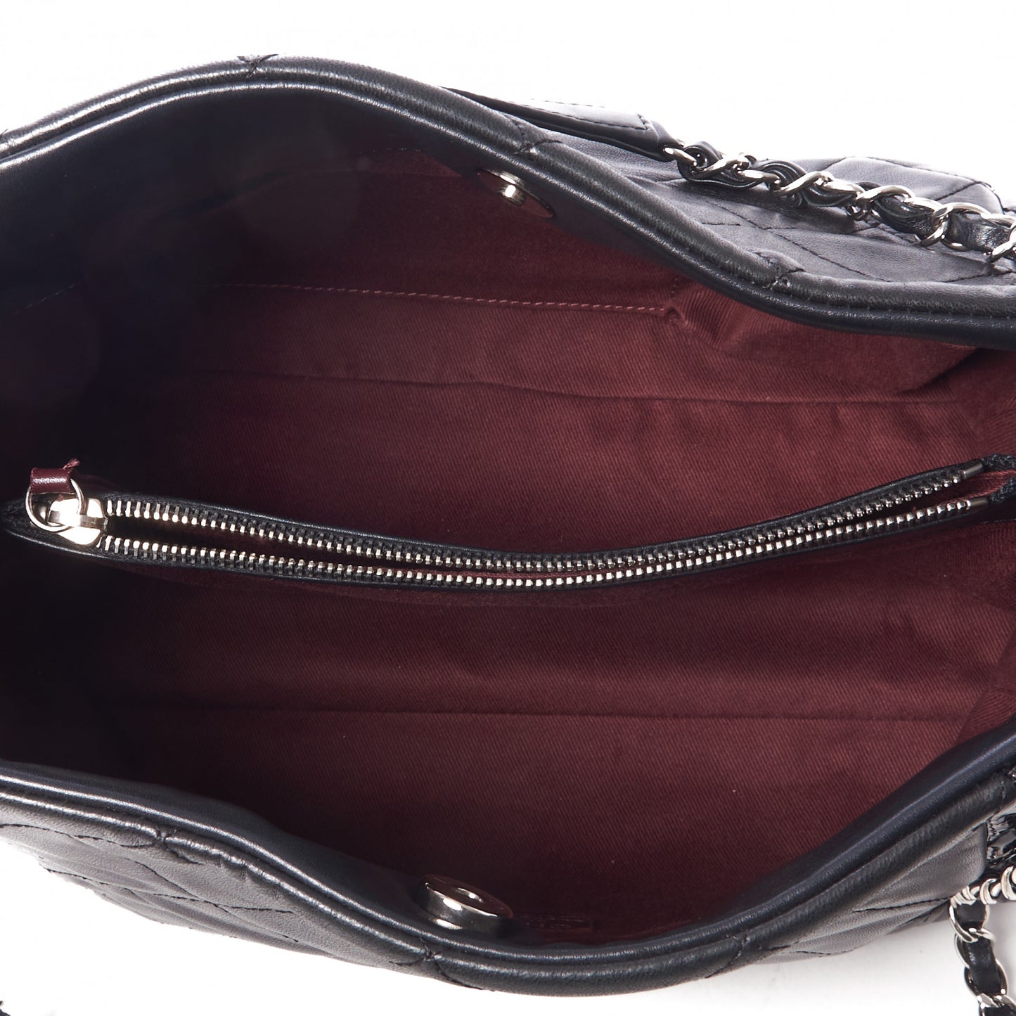 Lambskin Patent Quilted CC Shopping Tote Black