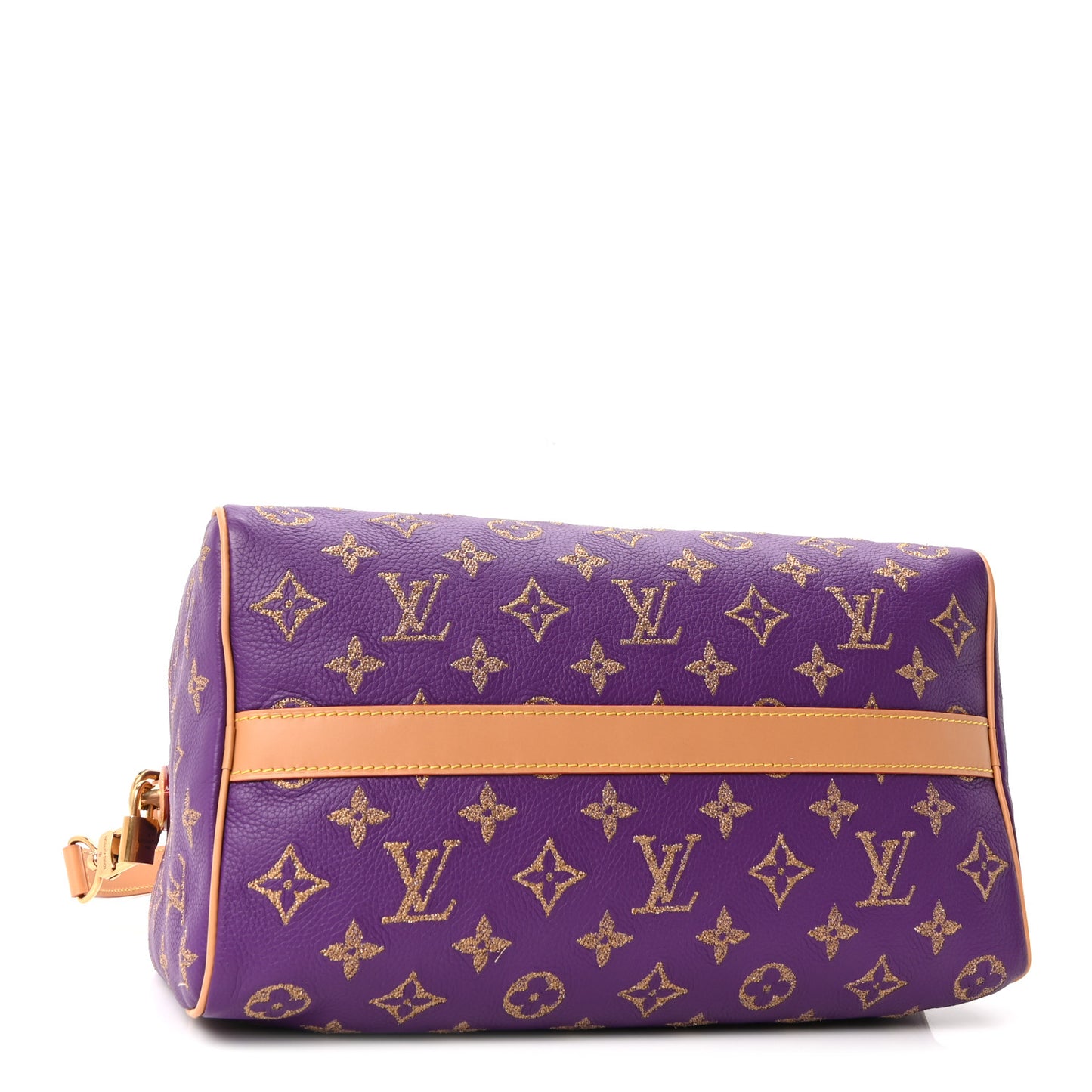 Calfskin Embroidered Monogram Speedy P9 Bandouliere 30 Golden Lotus Purple