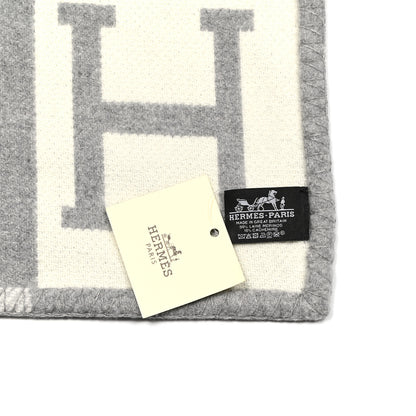 Hermes Wool Cashmere Avalon III Blanket Ecru Gris Clair 3 of 3