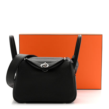 Hermes Taurillon Clemence Mini Lindy 20 Black 11 of 11