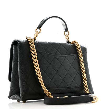 Chanel Caviar Diamond Stitched Small Top Handle Flap Black 3 of 13