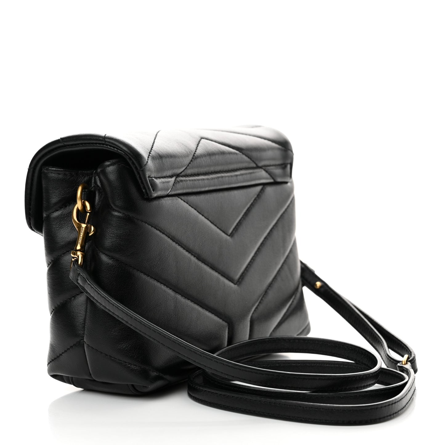 Calfskin Y Quilted Monogram Toy Loulou Crossbody Bag Black