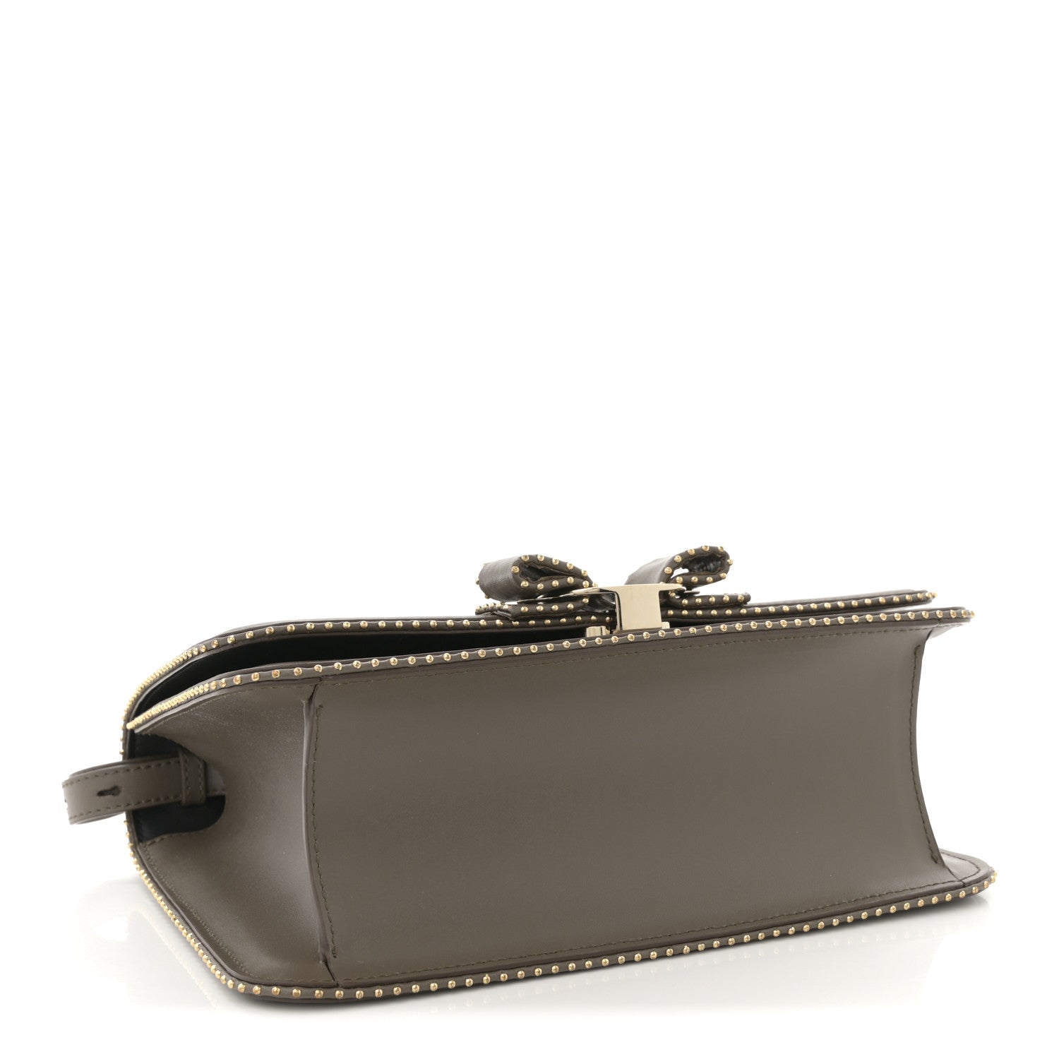 Salvatore Ferragamo Calfskin Studded Vara Bow Bag Taupe 4 of 10