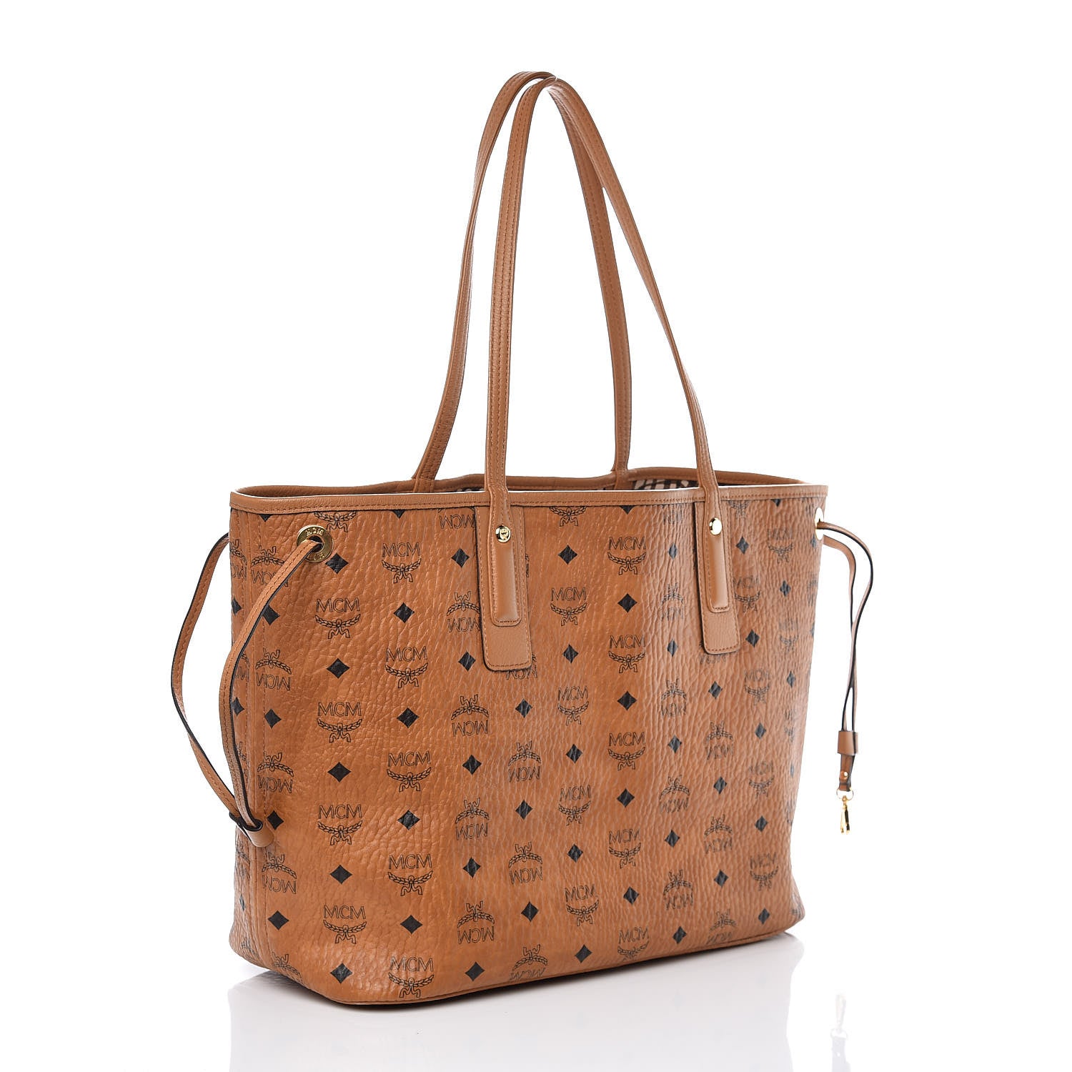MCM Visetos Medium Liz Reversible Shopper Tote Cognac 4 of 15