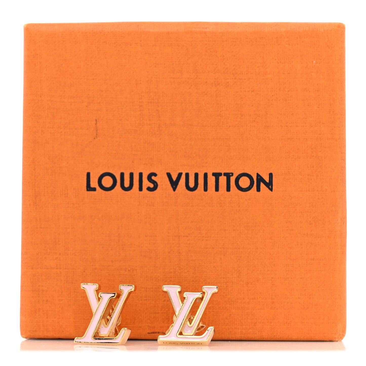 Metal Enamel LV Iconic Earrings Gold Pink