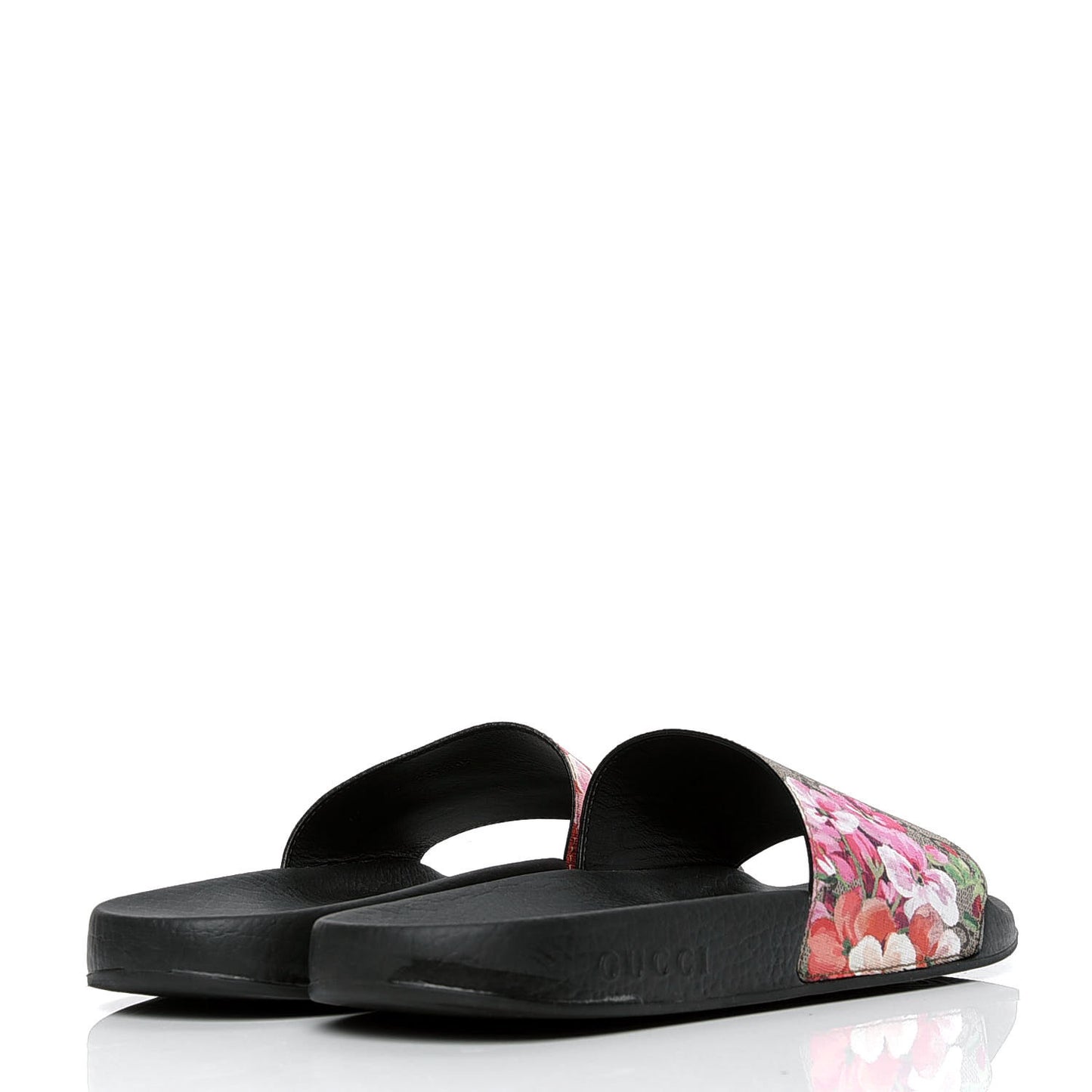 GG Supreme Monogram Blooms Slide Sandals 40 Beige Multicolor