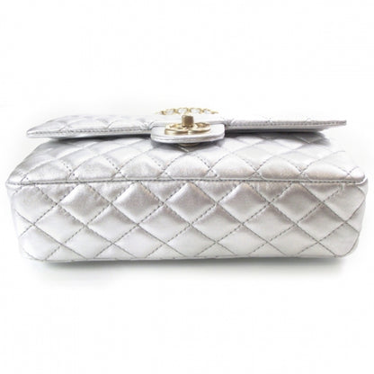 Chanel Lambskin Medium Double Flap Matte Silver 4 of 14