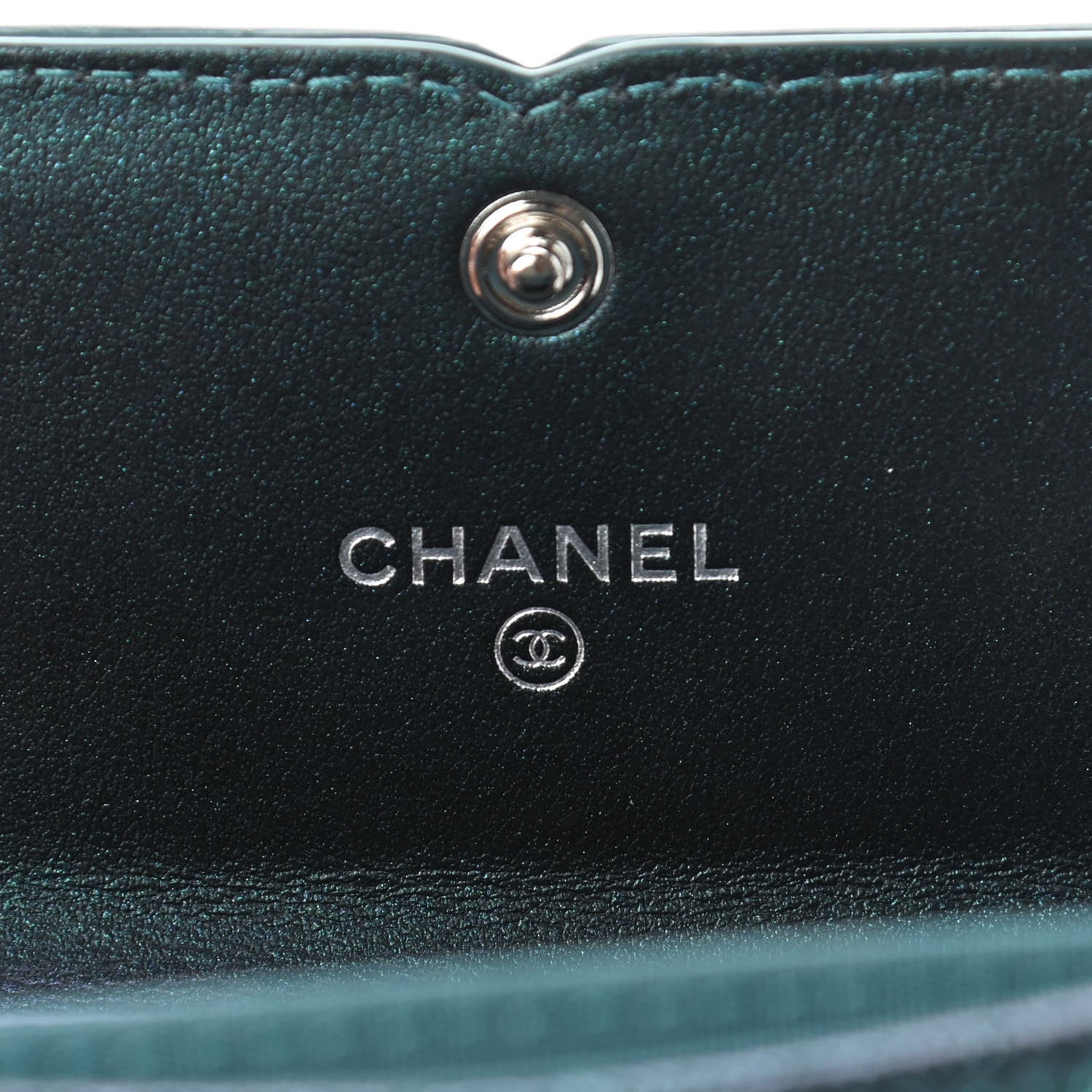Chanel Iridescent Caviar Quilted Filigree Flap Card Holder Dark Turquoise 11 of 14
