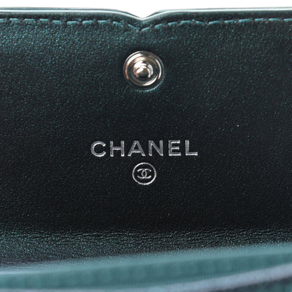 Chanel Iridescent Caviar Quilted Filigree Flap Card Holder Dark Turquoise 11 of 14