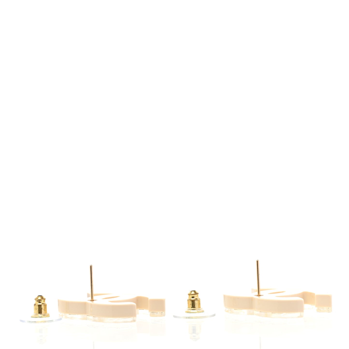 Resin Crystal Baguette CC Earrings Ivory