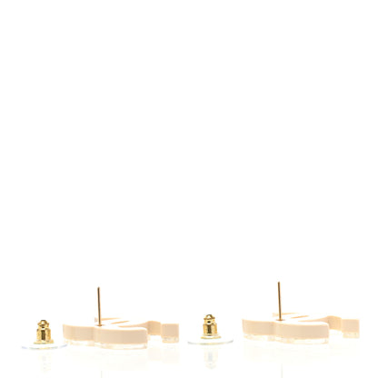 Chanel Resin Crystal Baguette CC Earrings Ivory 3 of 4