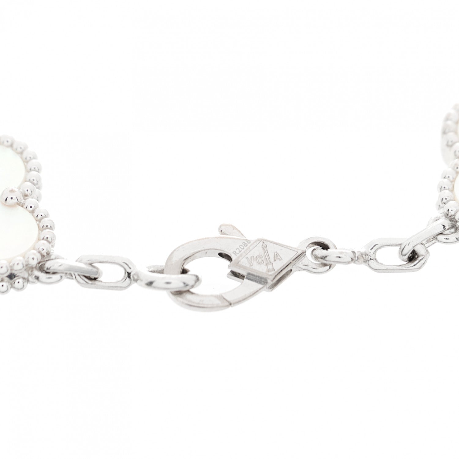 Van Cleef & Arpels 18K White Gold Mother of Pearl 5 Motifs Vintage Alhambra Bracelet 5 of 6