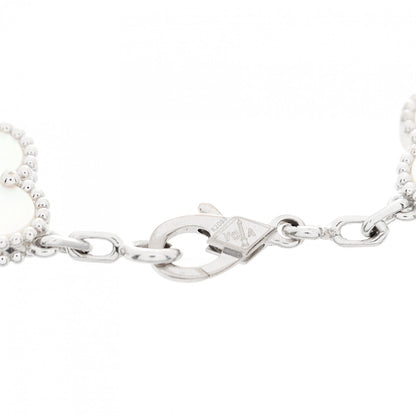 Van Cleef & Arpels 18K White Gold Mother of Pearl 5 Motifs Vintage Alhambra Bracelet 5 of 6
