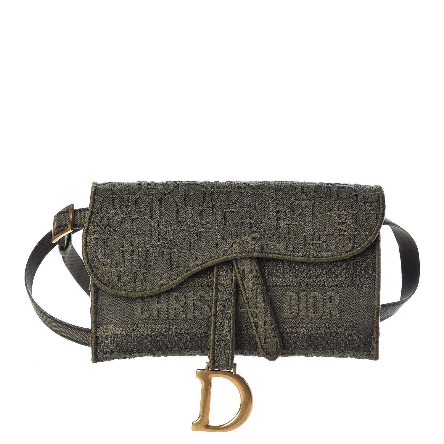 Christian Dior Oblique Saddle Belt Bag Green 1 of 10