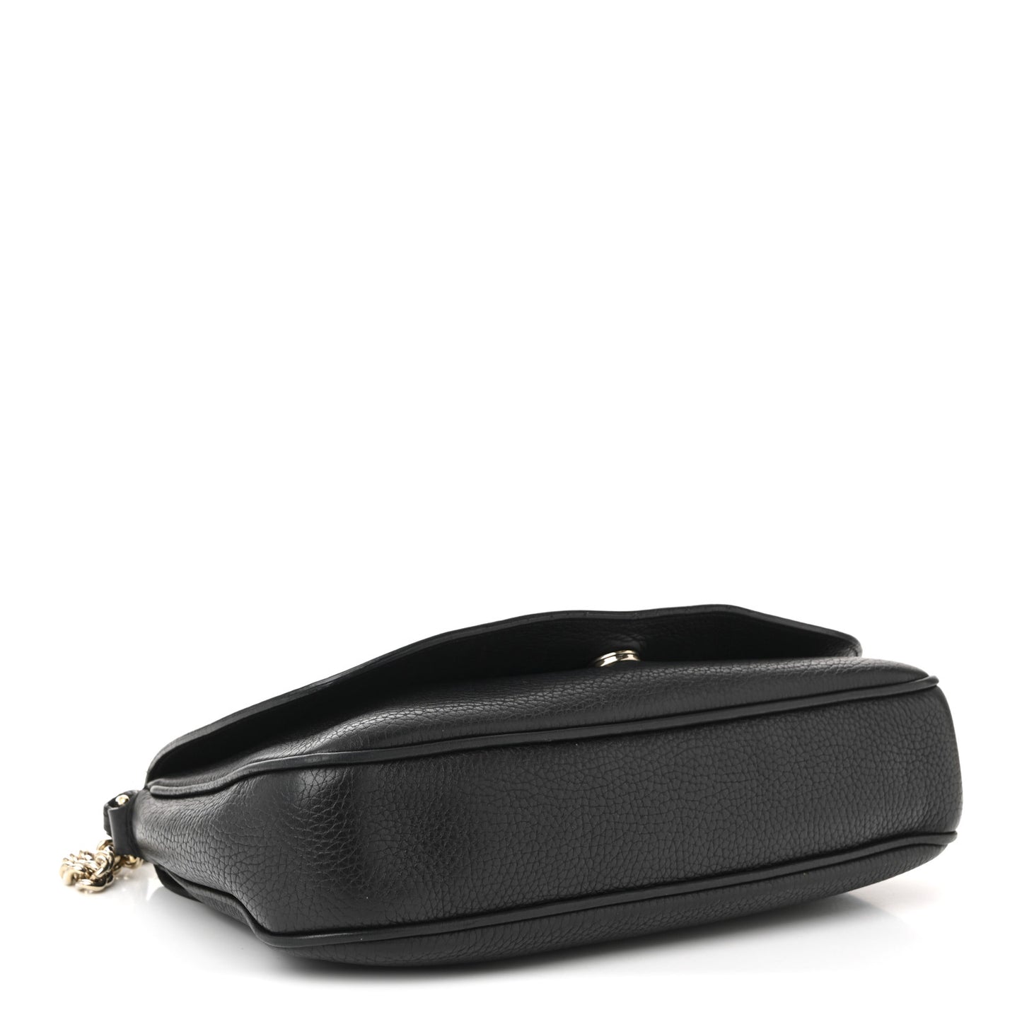 Pebbled Calfskin Medium Soho Flap Crossbody Black