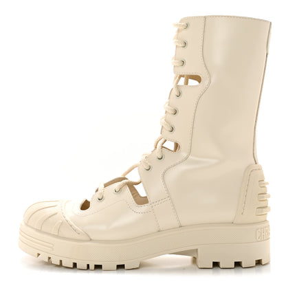 Christian Dior Brushed Calfskin Rubber Dioriron Boots 38 Off White 1 of 12
