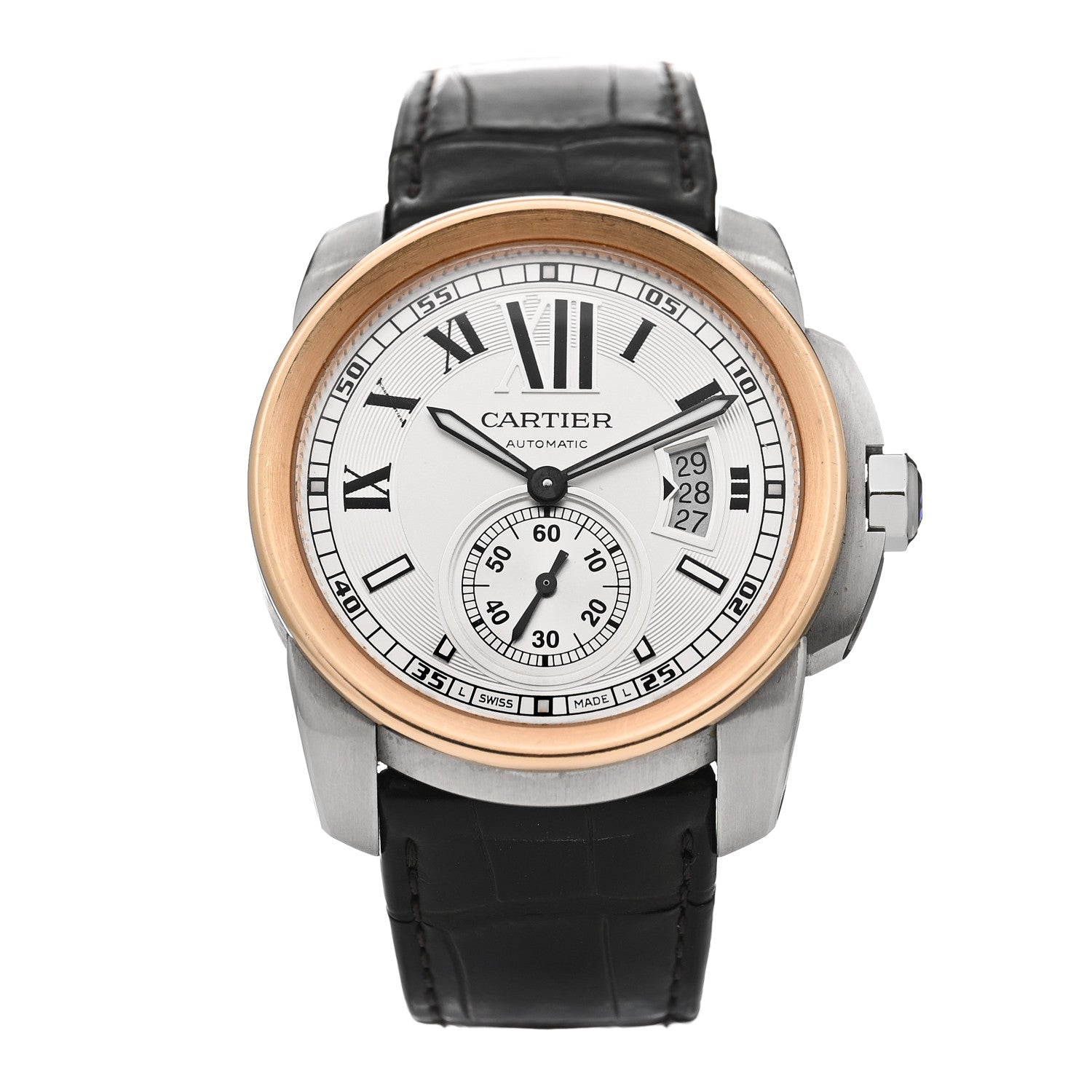 Cartier Stainless Steel 18K Pink Gold Alligator 42mm Calibre de Cartier Automatic Watch 1 of 4
