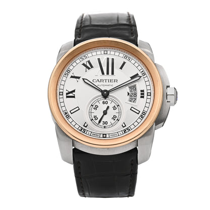 Cartier Stainless Steel 18K Pink Gold Alligator 42mm Calibre de Cartier Automatic Watch 1 of 4