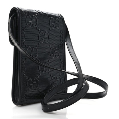 Gucci Calfskin GG Tennis Embossed Mini Crossbody Bag Black 3 of 9
