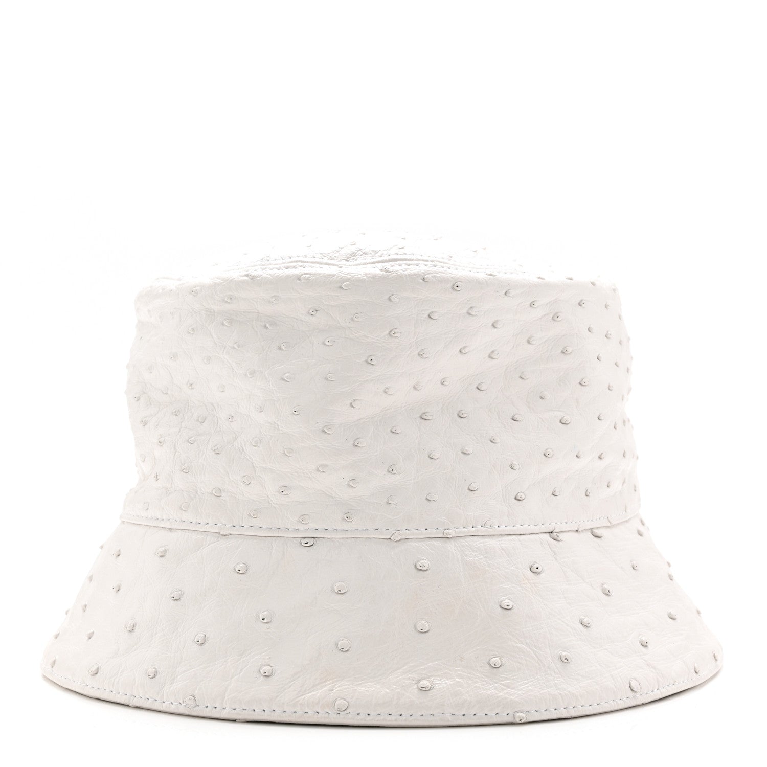 Prada Ostrich Metal Triangle Womens Bucket Hat L White 1 of 8