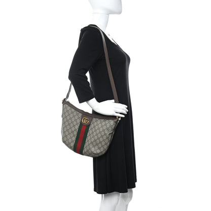 Gucci GG Supreme Monogram Web Small Ophidia Half Moon Hobo Brown 2 of 12