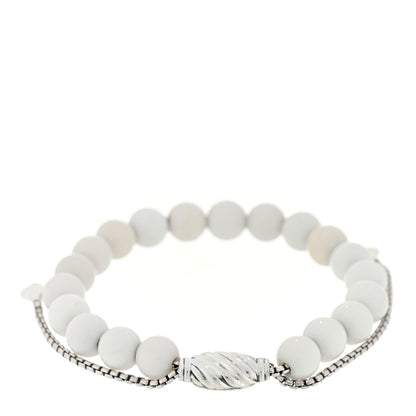 David Yurman Sterling Silver White Agate 8mm Spiritual Beads Adjustable Bracelet 1 of 3