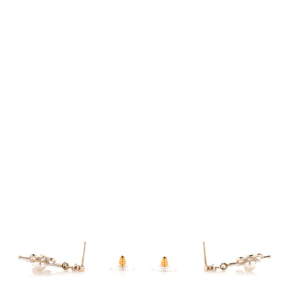 Chanel Crystal Baguette Pearl Sparkling Pearl CC Drop Earrings Light Gold 3 of 4
