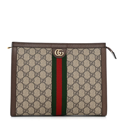 Gucci GG Supreme Monogram Web Ophidia Pouch Brown 1 of 10