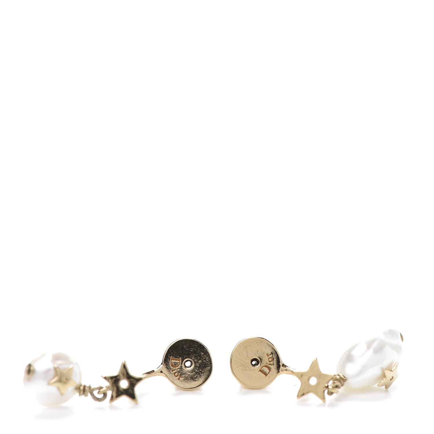 Christian Dior Crystal Pearl Shiny-D Earrings Gold 4 of 5
