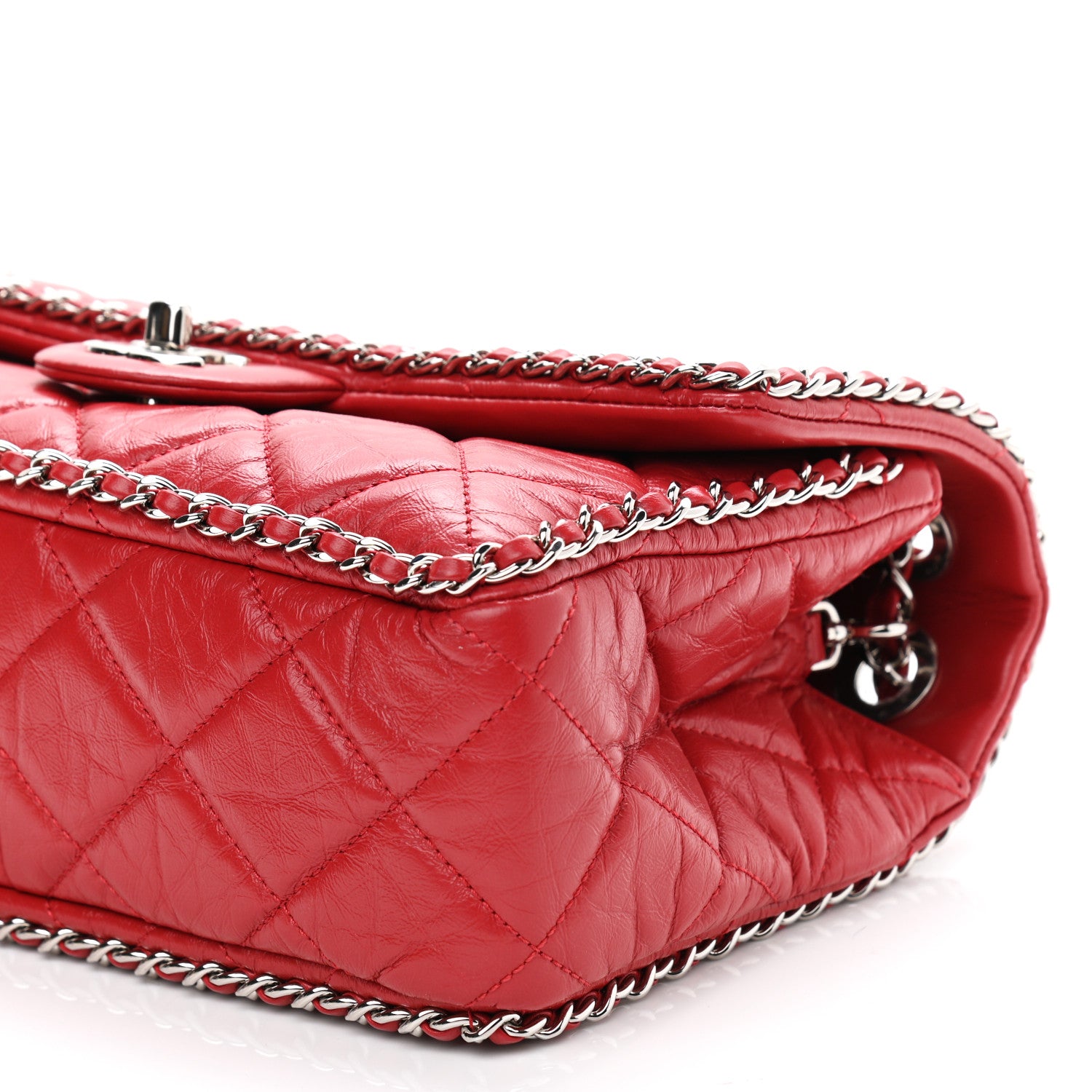 Chanel Crumpled Calfskin Medium Chain All Over Flap Red 10 of 10