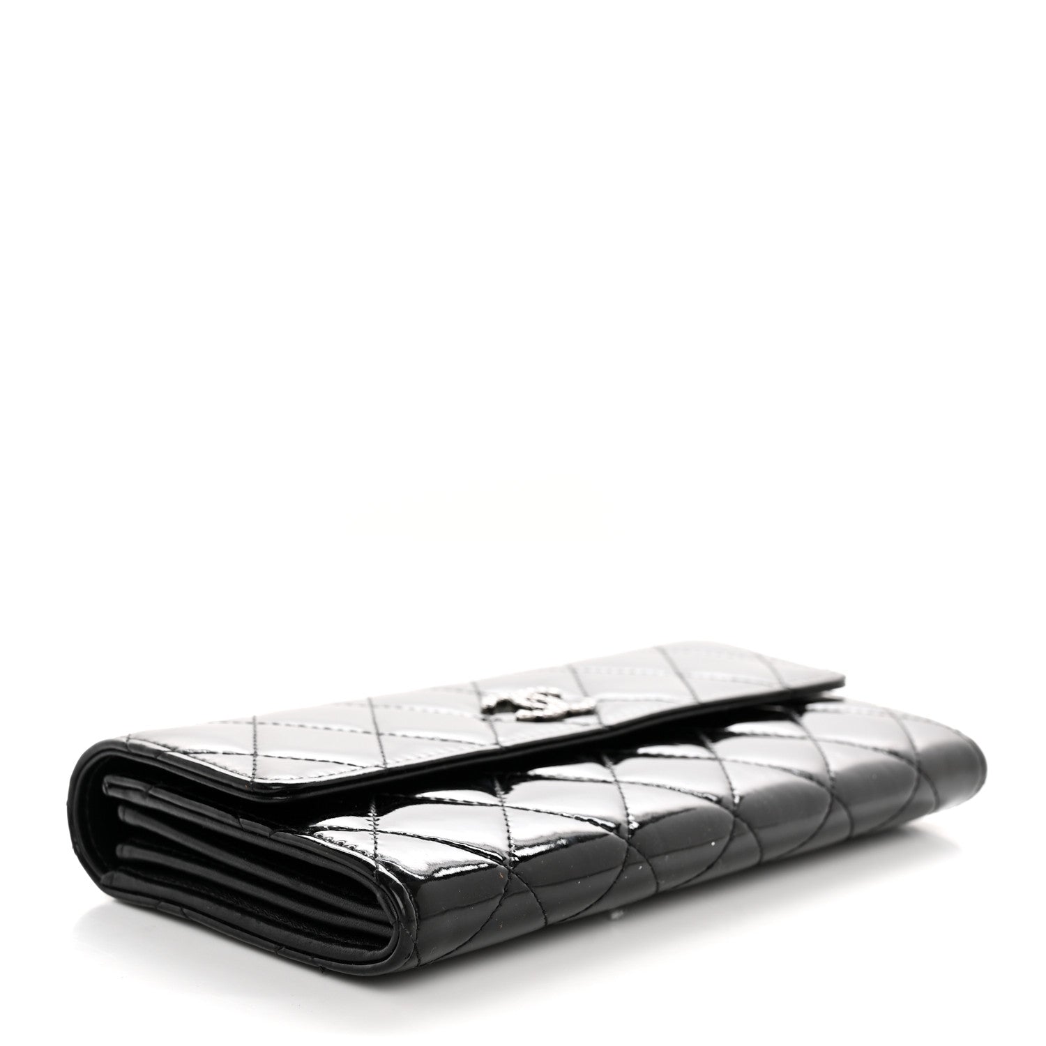 Chanel Patent Quilted Large Brilliant Flap Wallet Black 3 of 9