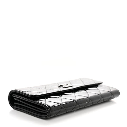 Chanel Patent Quilted Large Brilliant Flap Wallet Black 3 of 9