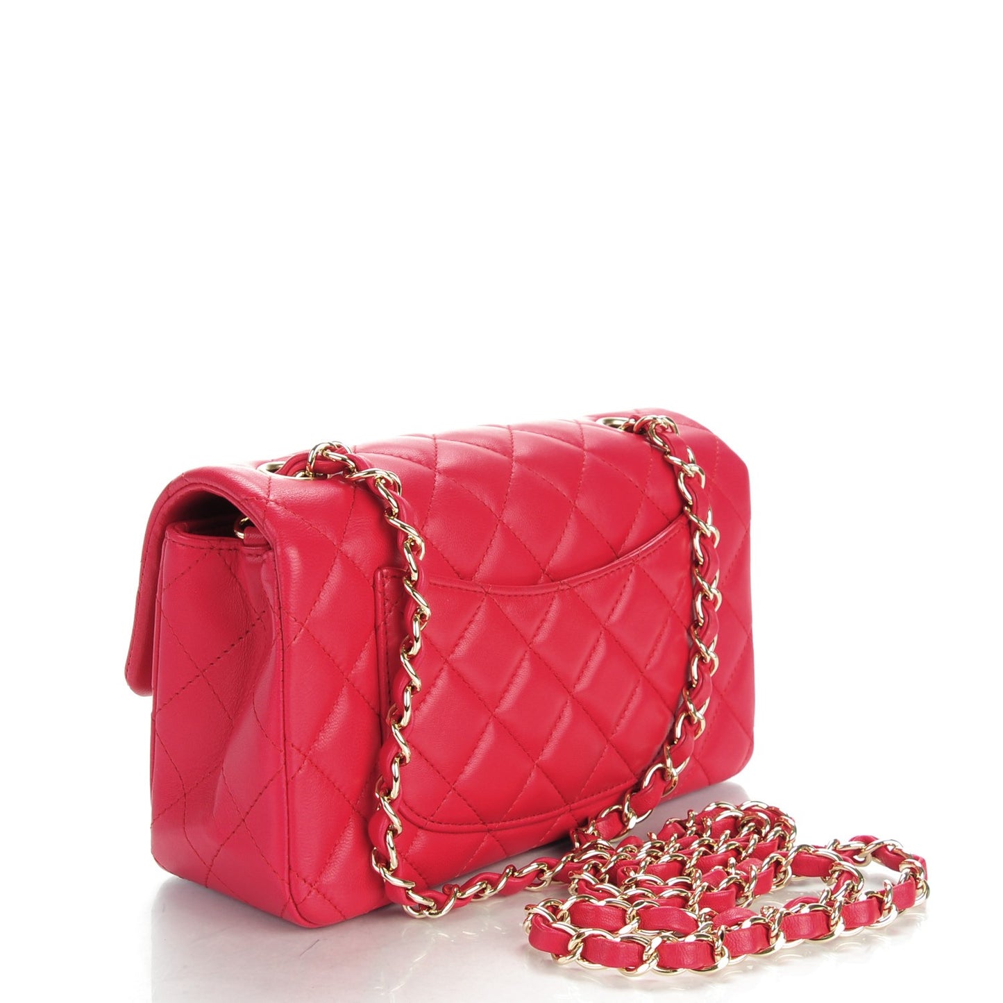 Lambskin Quilted Mini Rectangular Flap Red