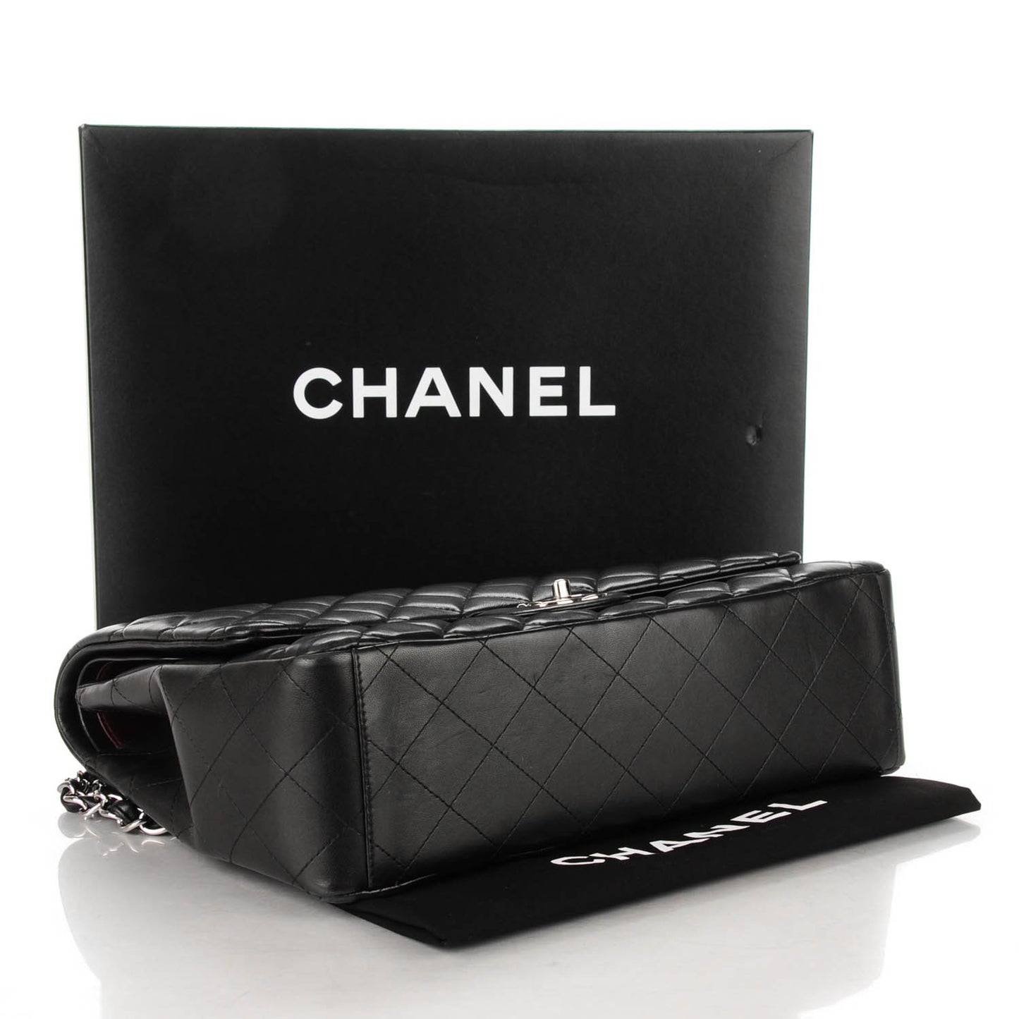 Lambskin Quilted Maxi Double Flap Black