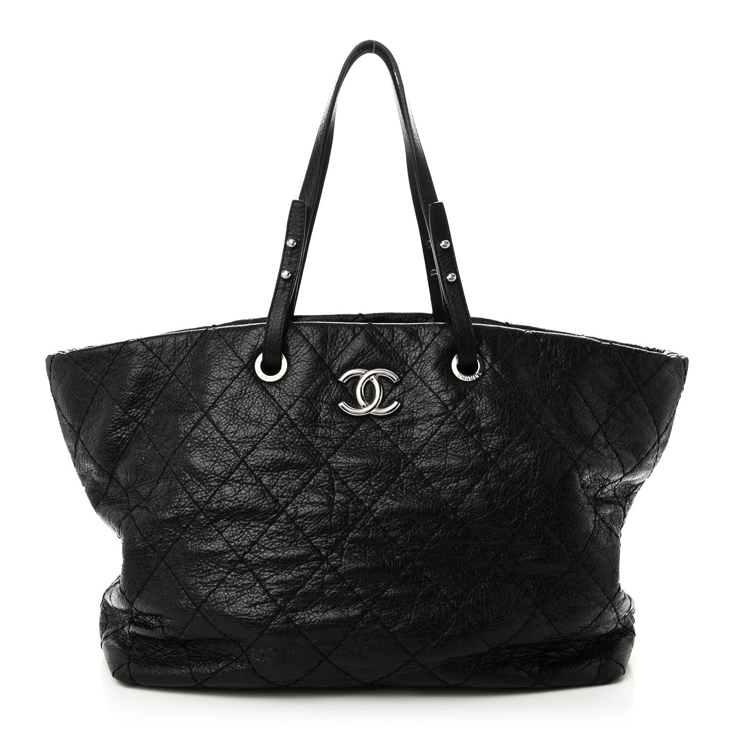 Chanel Glazed Calfskin Large On The Road Tote Black 1 of 10