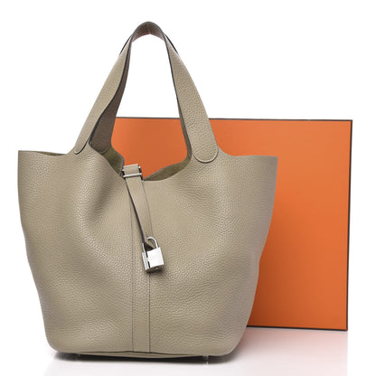 Hermes Taurillon Clemence Picotin Lock 26 GM Sauge 10 of 10
