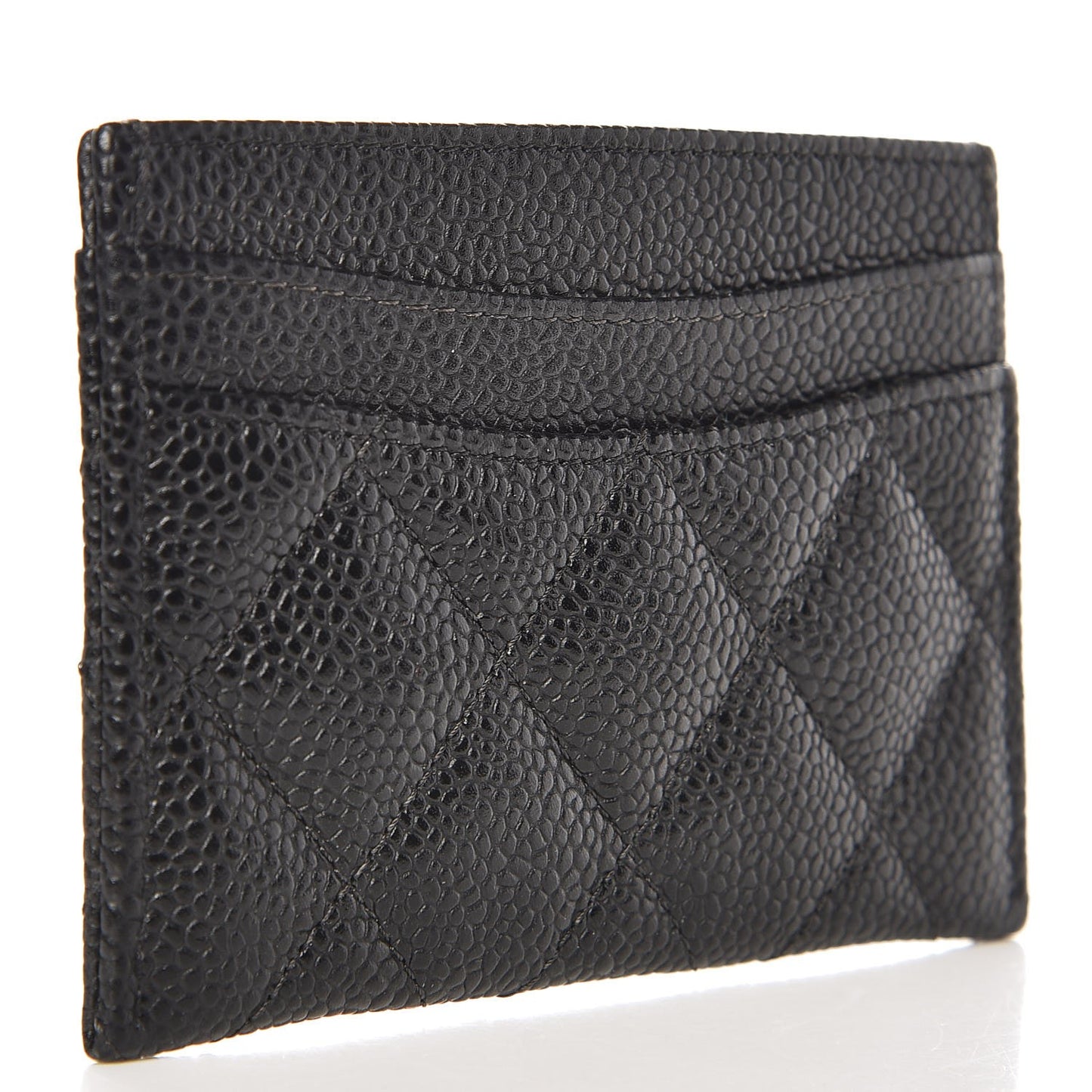Caviar Quilted Card Holder Black