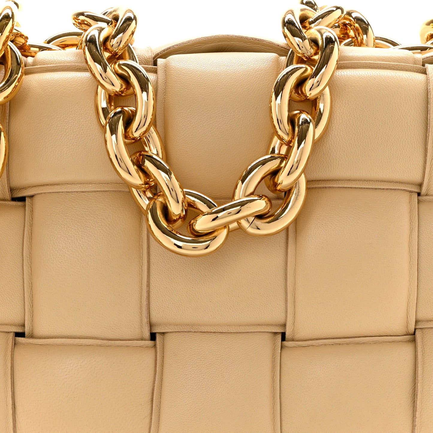 Lambskin Maxi Intreccio Padded Chain Cassette Crossbody Bag Porridge