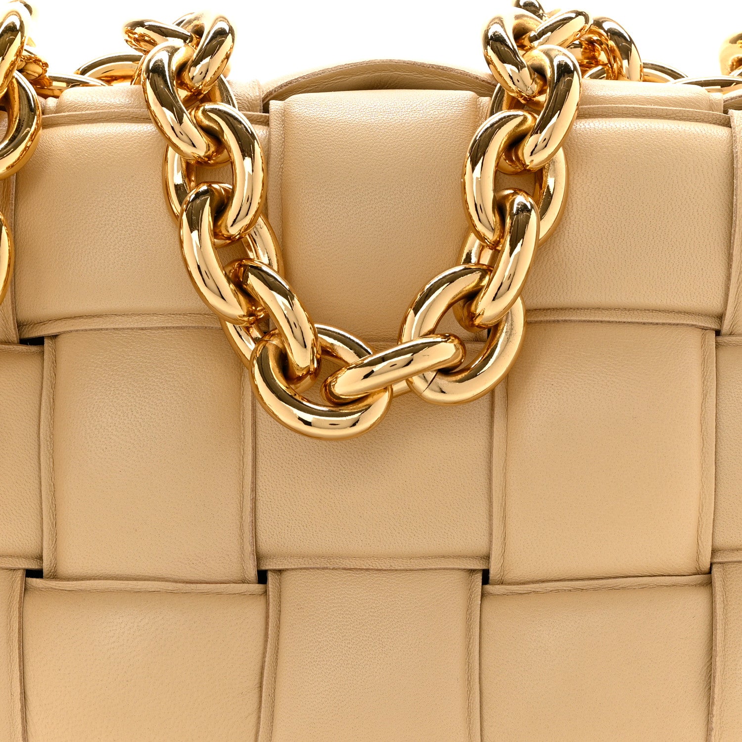 Bottega Veneta Lambskin Maxi Intreccio Padded Chain Cassette Crossbody Bag Porridge 8 of 12
