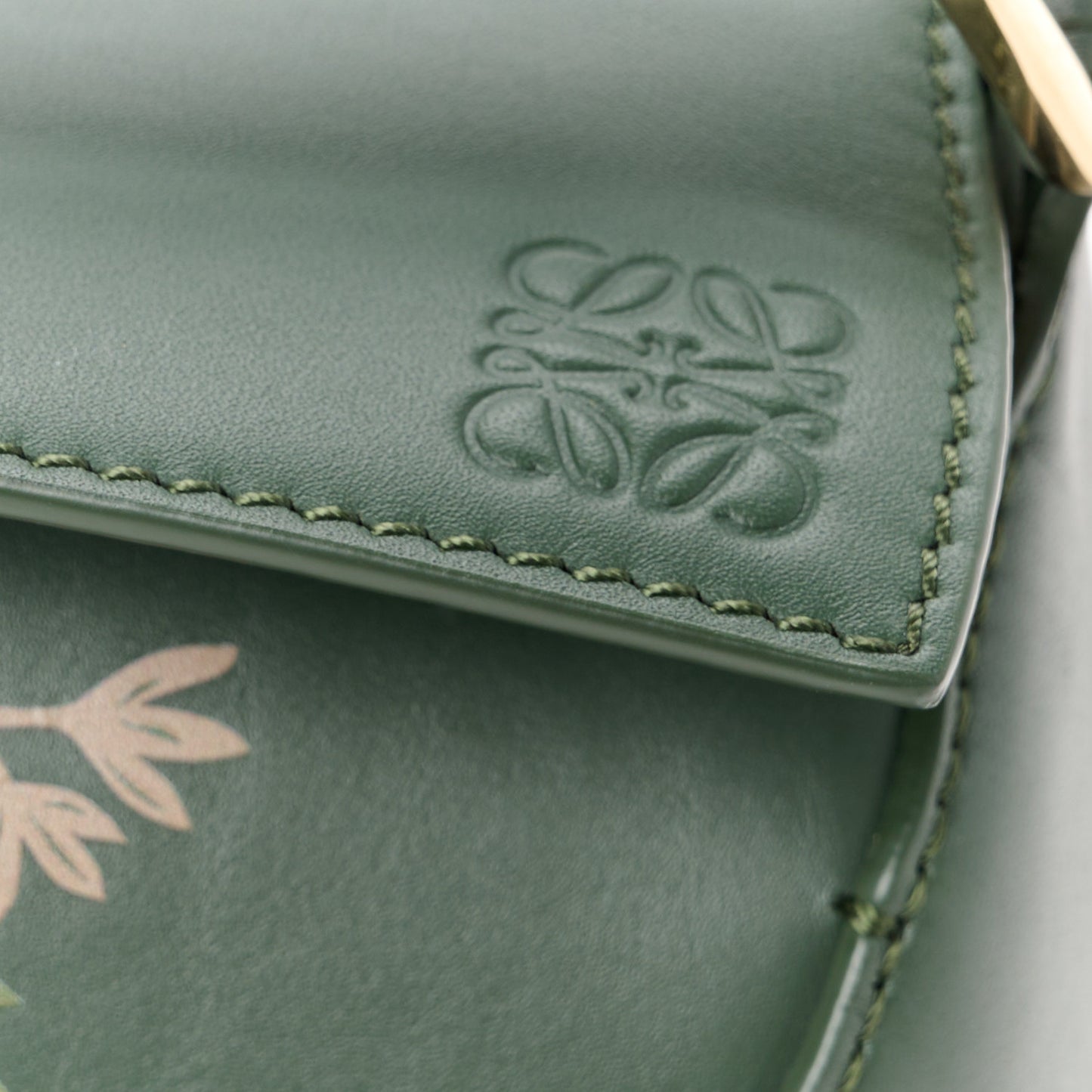 X SUNA FUJITA Satin Calfskin Mini Pandas Puzzle Edge Bag Bottle Green