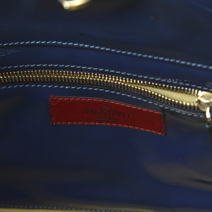 Valentino Garavani Patent Small Rockstud Tote Navy 8 of 10
