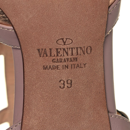 Valentino Garavani Metallic Pebbled Calfskin Rockstud Ankle Strap 65mm Pumps 39 Rame Poudre 6 of 7