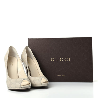 Gucci Guccissima Peep Toe Pumps 35.5 Mystic White 11 of 11