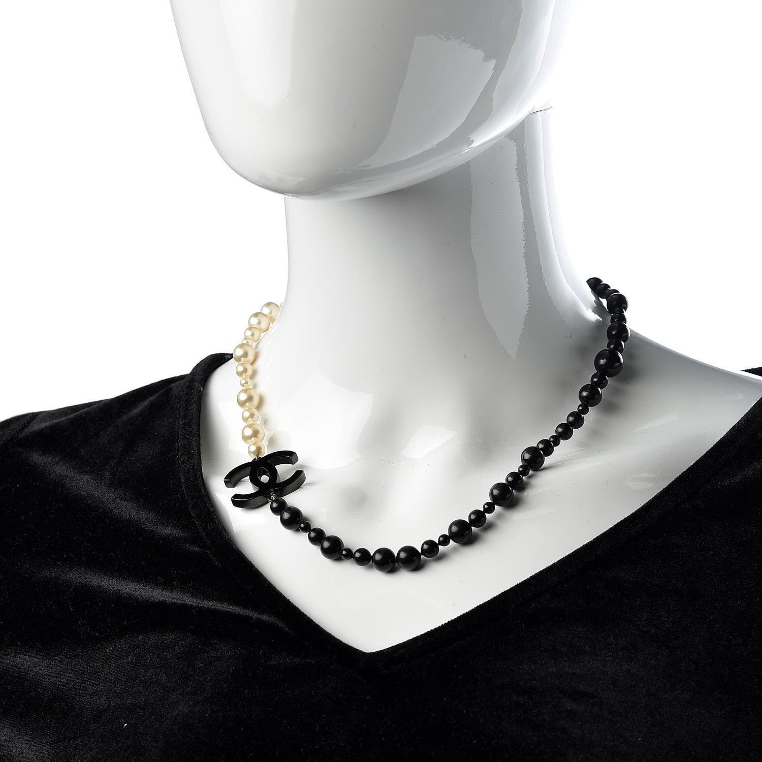 Chanel Ruthenium Pearl Bead CC Short Necklace Black 2 of 7
