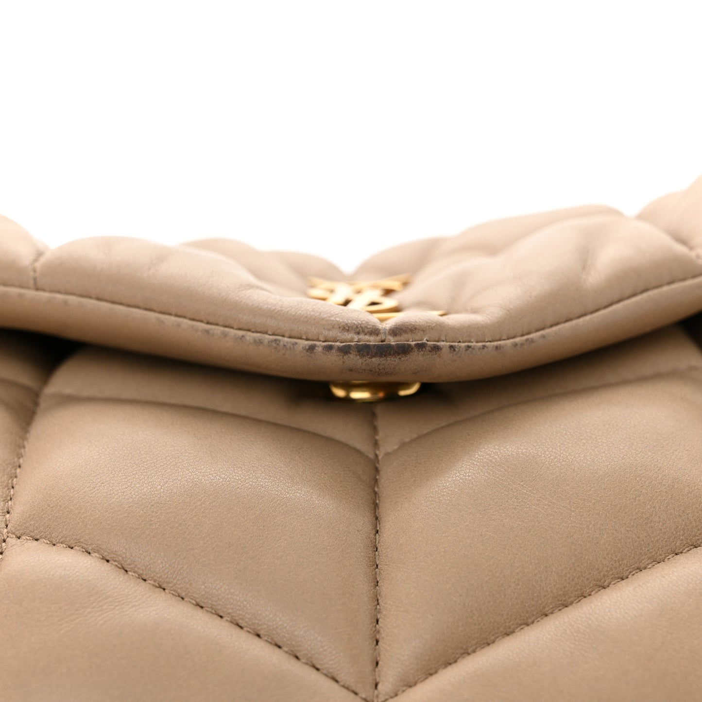 Lambskin Quilted Toy Loulou Puffer Monogram Chain Satchel Dark Beige