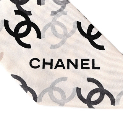 Chanel Silk CC Slim Bandeau Scarf Ecru Multicolor 2 of 3