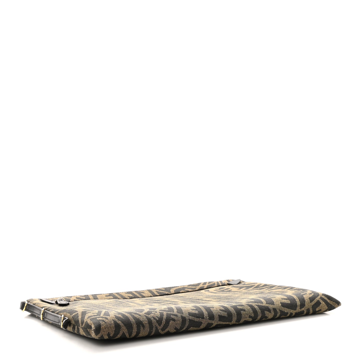 X SARAH COLEMAN Fabric Jacquard FF Vertigo Pochette Tobacco Moro Black